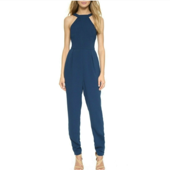 KEEPSAKE the Label Pants - KEEPSAKE Womens Blue Sleeveless Romper Halter Neck Zipper Back Jumpsuit Size S